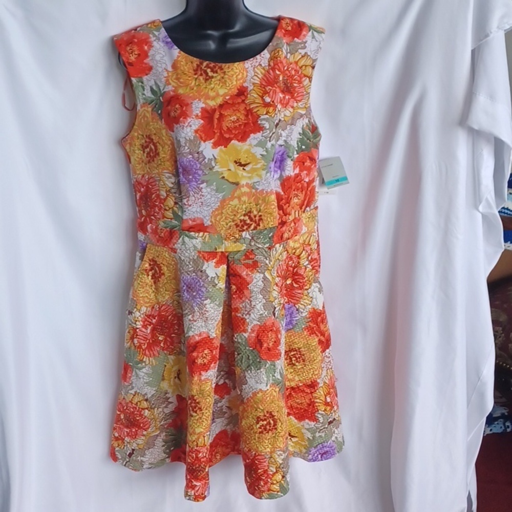 Danny & Nicole Floral A-Line Dress.  SZ 16, NWT, 22" PTP, 39" Long